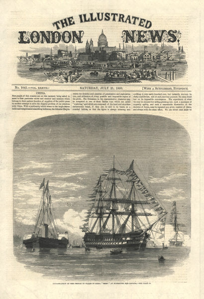 Prince of Wales (Edward VII) embarking HMS Hero at Plymouth for Canada 1860
